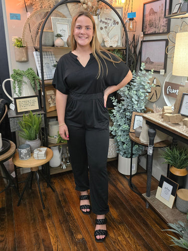 Black V Neck Jumpsuit