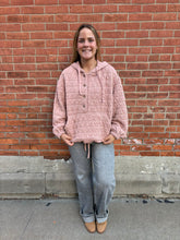 Load image into Gallery viewer, Quilting Knit Buttoned Hoodie Top With Pocket