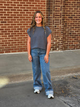 Load image into Gallery viewer, Denim Round Neck Knit Top