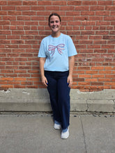 Load image into Gallery viewer, Red White and Blue Embroidered Bow Tee