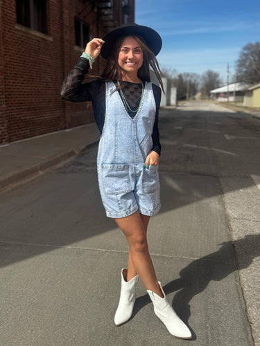 Denim Front Pocket Romper