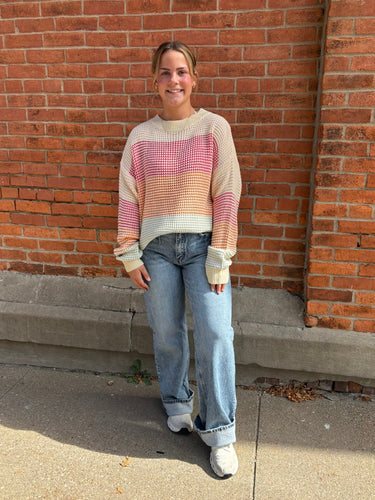Loose Fit Multi Color Block Sweater Top