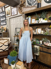 Load image into Gallery viewer, Blue Striped Spaghetti Strap Dress