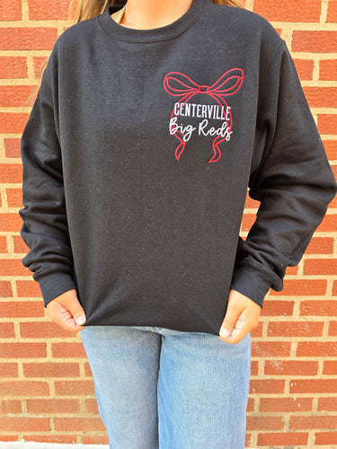Big Red Bow Embroidered Sweatshirt