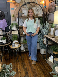 Mint Color Block Top