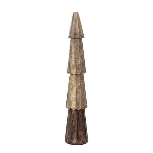 Carved Mango Wood Tree, Natural & Stained Finish
