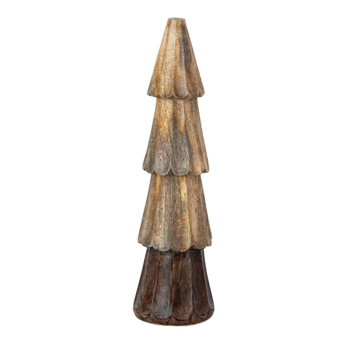 Carved Mango Wood Tree, Natural & Stained Finish