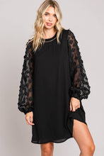 Load image into Gallery viewer, Black Shift Dress w/Applique Sleeves