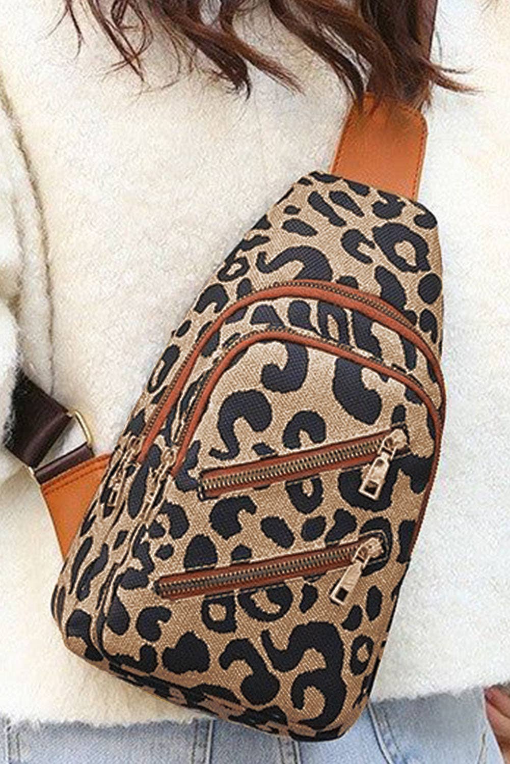 Brown Leopard Sling Belt Bag
