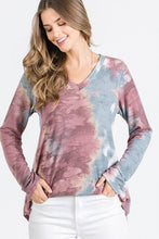 Load image into Gallery viewer, Burgundy &amp; Teal Tie Dye Top
