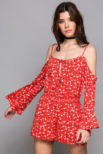 Load image into Gallery viewer, Red Cold Shoulder Romper