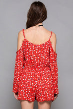 Load image into Gallery viewer, Red Cold Shoulder Romper