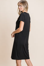 Load image into Gallery viewer, Black Faux Button Dress