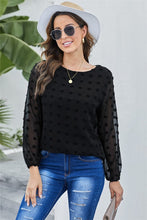 Load image into Gallery viewer, Black Swiss Dot Puff Sleeve Top