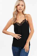 Load image into Gallery viewer, Black Lace Trim Tank