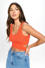 Load image into Gallery viewer, Crisscross Tie Back Rib Crop Tank