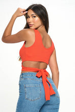 Load image into Gallery viewer, Crisscross Tie Back Rib Crop Tank