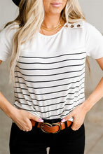 Load image into Gallery viewer, Striped Button Top