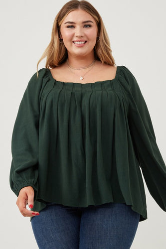 Square Neck Box Pleat Detail Top