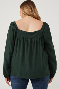 Square Neck Box Pleat Detail Top