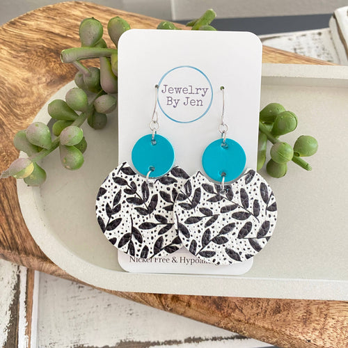 Luna: Turquoise w/Black & White Olive Branches Earrings