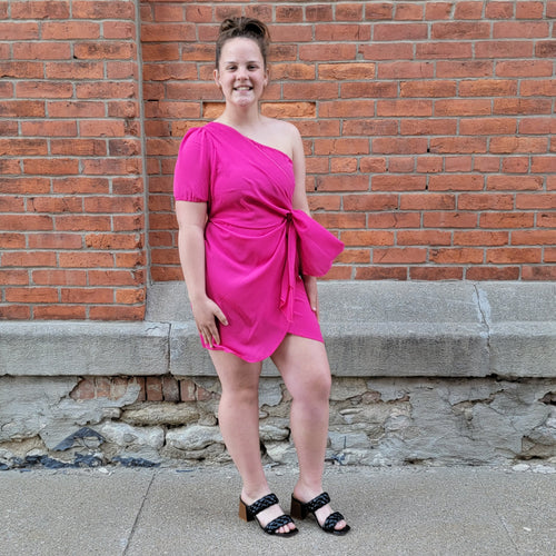One Shoulder Overlap Dress