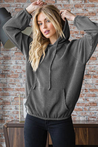 Charcoal Elastic Waist Hoodie