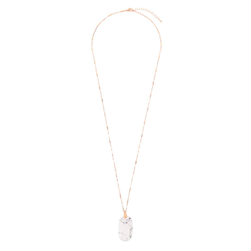 White Oval Pendant Necklace