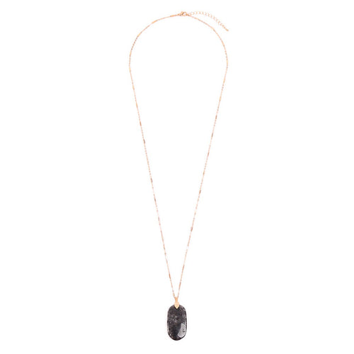Black Oval Stone Pendant Necklace