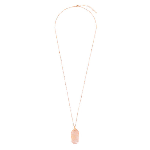 Pink Oval Stone Pendant Necklace