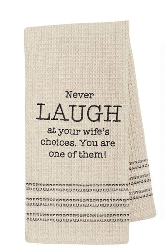 Laugh Waffle-Weave Dishtowel