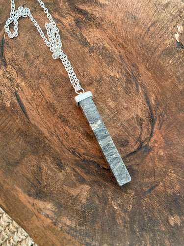 Stone Grey Bar Pendant Necklace